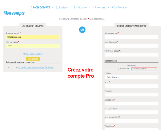 créer votre compte pro